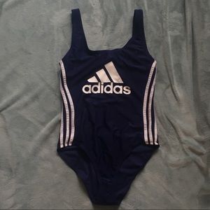 Dark blue open back adidas one piece bathing suit
